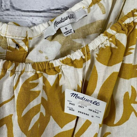 Madewell Tank Top Linen-Blend Meriden Crop Cami Tie Tropicale Floral S/M NWT - Picture 5 of 9